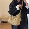 Cross-border grande capacidade casual saco de lona estudante saco de ombro simples all-match sólido cor crossbody bag commuter tote bag