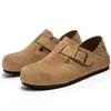 Zapatos slip-on de gamuza para hombre estilo Birkenstock, cobertura total, de doble uso para jóvenes profesionales, zapatos casuales de moda
