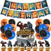 Decoración de Cumpleaños Temática Godzilla Rey de los Monstruos Inserto para Pastel Godzilla Banderín de Tirar Set de Globos Bandera