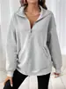 Sudadera Casual para Mujer de Color Sólido con Cuello de Cremallera, Moda Transfronteriza Otoño/Invierno Europea y Americana de Amazon 2026