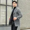 Nuevo Abrigo para Hombre Abrigo Abrigo de Lana Abrigo de Lana Doble Cara Cuello de Traje Abrigo de Lana de Hombre de Longitud Media