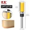 Cuchillo de Fresado de Perfil para Rebaje con Vástago de 1/4 Transfronterizo Herramienta de Fresado para Carpintería Cuchillo Recto con Rodamiento de Doble Filo Cuchillo Recto Extendido Máquina de Rebaje
