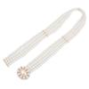 Cinturón de perlas de cuatro botones con decoración de diamantes, cadena de cintura elástica con perlas y cuentas para mujer, venta al por mayor