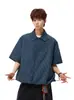 Camisa Masculina de Manga Curta Xadrez Azul Vintage Americano Transfronteiriça Verão 2026 Solta Nicho Retrô