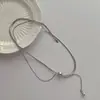 Colar de Aço Inoxidável Corrente Osso de Cobra Contas Redondas Camada Dupla Nicho Simples Corrente de Clavícula Moda Versátil Anel Duplo Personalizado Corrente de Clavícula