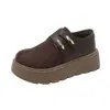 Mules zapatos de punta partida para mujer suela gruesa versátiles estilo coreano moda 2026 mocasines sin cordones zapatos sencillos personas bajas otoño