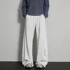 Calças impermeáveis forradas com fleece para outono e inverno, calças de trabalho retas largas da moda masculinas para atividades ao ar livre, calças casuais grossas