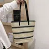 Bolsa de Palha Tecida de Verão para Mulheres 2026 Nova Bolsa de Ombro Tecida de Grande Capacidade Bolsa Tote para Férias na Praia e Commuter