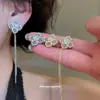 Presilhas de Orelha Flor Vazada Pérola Banhadas a Ouro Real 18K com Zircônia, Brincos Elegantes Vintage, Acessórios de Orelha de Luxo Leve de Nicho