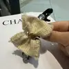 Pinza para el pelo con lazo de moda para Primavera, Otoño e Invierno, Pasador pequeño estilo Chanel, Pinza de plátano para la parte trasera de la cabeza, Adorno para flequillo y cabello con pedrería