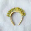Decoración de Pastel de Cumpleaños Ambiente de Fiesta Disposición Niños Lluvia Diadema Brillante Letras en Inglés Feliz Cumpleaños Diadema para el Cabello