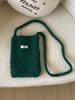 Corea del Sur Dongdaemun Otoño e Invierno Nuevo Huevo Bolsa para Teléfono de Casa Tejida a Mano Mezcla de Lana Bolso Cruzado Billetera de Punto para Mujer