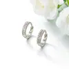 Pendientes de Aleación de Cobre con Doble Fila de Piedras Artificiales y Diseño de Cruz Xuping, Europeos y Americanos, Transfronterizos, Chapados en Blanco, Elegantes Accesorios para Orejas Hechos a Medida