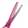 Tijeras de Peluquería Pintadas de Rosa, Tijeras para Cortar el Cabello, Tijeras Planas, Tijeras para Flequillo, Tijeras Entresacadoras, Tijeras de Astas, Tijeras de Espina de Pescado, Tijeras Entresacadoras Sin Costura