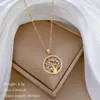 [Acero de titanio] Anillo de árbol de la vida, luz de lujo, elegante y hermoso collar de diamantes completo, cadena de clavícula para mujer, cadena de acero de titanio