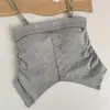Top Cropped Tomara-que-caia Dobrado Doce e Picante para Mulheres, Peça de Roupa Externa, com Bojos Embutidos, Emagrecedor, Costas Bonitas, Modelador