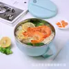 Tigela de aço inoxidável 304 estilo japonês fácil de limpar com tampa para dormitório estudantil individual grande capacidade com alça