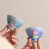 Taza Maestra Esmaltada Pequeña de 6 Tazas Cerámica Taza de Té de Alta Gama Exquisito Juego de Té Taza de Invitado Taza de Té Recuerdo