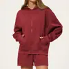 Conjunto de sudadera de estilo europeo y americano para otoño/invierno para mujer, casual y de corte holgado, diseño deportivo, cárdigan con cremallera, grueso y cálido, conjunto de dos piezas