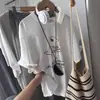 Camiseta Branca de Algodão Puro com Manga Curta para Mulheres, Nova Tendência Popular de 2026 Estilo Americano Marca Tendência Design Solto Top de Manga Meia-Manga