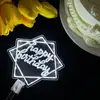 Decoración para Pastel Cuadrado Redondo de Acrílico Bandera para Insertar Horneado Creativo Tarjeta de Luz Plug-In Feliz Cumpleaños Atmósfera