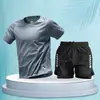 Roupas de Fitness para Homens, Corrida de Maratona, Atletismo, Treinamento de Verão, Shorts de Manga Curta, Trajes Esportivos de Secagem Rápida, Equipamento Profissional