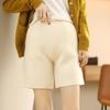 Shorts de lã de cor pura primavera e outono calças retas casuais calças de malha com bolsos cintura alta agasalhos grossos shorts curtos
