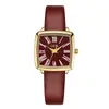 Relógio Gedi Fashion Tendência Pulseira de Couro Vermelho Âncora, Relógio Feminino Único de Quartzo Vermelho, Relógio de Pulso Simples Retrô
