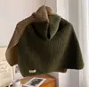 Xale de Outono e Inverno de Alta Qualidade com Botão Lenço Xale Feminino Tricotado Peça Externa Estilo Coreano Moda Versátil Xale Manto
