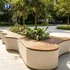 Banca florero de GRC de forma especial para plazas comerciales y oficinas de ventas, banco de paisajismo para plantar y ocio de forma especial de UHPC madera anticorrosión