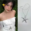 Design de Nicho Coreano Bm Mesmo Estilo Colar Cruz de Prata Colar Longo Feminino Punk Retro Y2K Tendência de Joia para Pescoço
