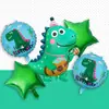 Sombrero de cumpleaños con acabado mate para mascotas, amuleto de la suerte verde, globo de dinosaurio naranja, sombrero de cumpleaños, globo de papel de aluminio de dibujos animados