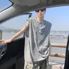 Camiseta sem mangas de seda gelada masculina de verão marca da moda casual solta plus size jaqueta de secagem rápida masculina da moda