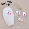 Pedras de strass AB iridescentes de formato completo com base plana para nail art, pedras de strass para unhas brancas translúcidas, acessórios decorativos para unhas postiças, atacado