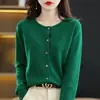 Comércio eletrónico transfronteiras: Nova coleção de primavera e outono de cardigãs redondos femininos, malhas de manga longa, peças de outer wear versáteis e que afinam o corpo, estilo coreano