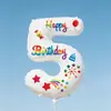 Globos de Letras Coloridos de Peluche Transfronterizos, Pegatinas de Números Blancos, Accesorios de Decoración para Fiesta de Cumpleaños