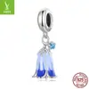 Prata Ziyun Novo óleo gota Flor Campanula azul pingente acessórios estame de flor requintado pulseira de prata esterlina s925 com contas BSC658