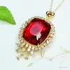 Colgante Huevo de Paloma de Vidrio Rojo Estilo Hong Kong Ai Yu Collar Imitación Rubí Venta al por Mayor Transmisión en Vivo Europea y Americana S5021821