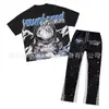Camiseta Calça de Alta Qualidade Streetwear Americano Y2K Unissex Estampa de Padrão Japonês Animação Grafite