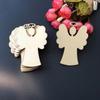 Decoraciones para árbol de Navidad al por mayor, virutas de madera talladas con láser, artesanías de madera de 3 mm, colgante de madera de Ángel de Navidad