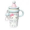 Taza de Hielo Muy Atractiva con Lindo Diseño de Gato de Dibujos Animados, Acero Inoxidable con Asa y Popote, Taza Térmica Portátil para Estudiantes Mujeres