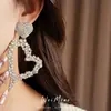 Pendientes Huecos con Forma de Corazón Tachonados con Diamantes, Estilo Transfronterizo Europeo y Americano, Pendientes Exagerados de Nicho, Pendientes de Lujo Ligero de Gama Alta al por Mayor