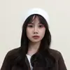 Gorro de Punto Liso Versátil Estilo Coreano para Mujer Otoño Invierno Cálido Adelgazante Facial Gorro de Lana Circunferencia de Cabeza Grande Protección para los Oídos Cubre Cabeza Gorro para el Frío