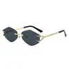 Nuevas Gafas de Sol sin Marco con Gancho, Modernas Gafas de Sol Poligonales de Moda para Conducir, Parasol para Exteriores y Gafas de Sol Anti-UV