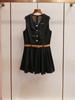 Vestido de Verão Feminino de Alta Qualidade Shenzhen Nanyou Redutor de Idade Novo Estilo College Gola V Cintura Sem Mangas Costura Plissada