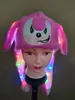 Gorra de felpa con orejas de conejo luminosas para apretar a mano, con bolsa de aire, orejas móviles, gorra de dibujos animados para padres e hijos