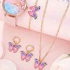 Transfronterizo Nuevo Goteo de Aceite Caliente Placa Diamante en Mariposa Dorada Pulsera Casual Anillo Collar Aretes Traje para Mujer