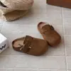 Pantuflas Birkenstock ins retro 2026 nuevo de verano versión coreana para niñas sin cordones, punta cerrada, medias pantuflas con suelas suaves