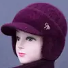 Gorros de otoño e invierno para mujer, madres de mediana edad y mayores, gorros de punto con protección para las orejas, gorros cálidos con forro de polar para abuelas