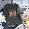Camiseta de Manga Corta Estilo Retro Americano para Mujer, Top Chic de Verano a la Moda Estilo Ins, Corte Holgado Adelgazante de Media Manga